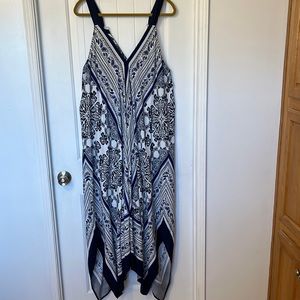Navy and white hankie hem sun dress size 1X